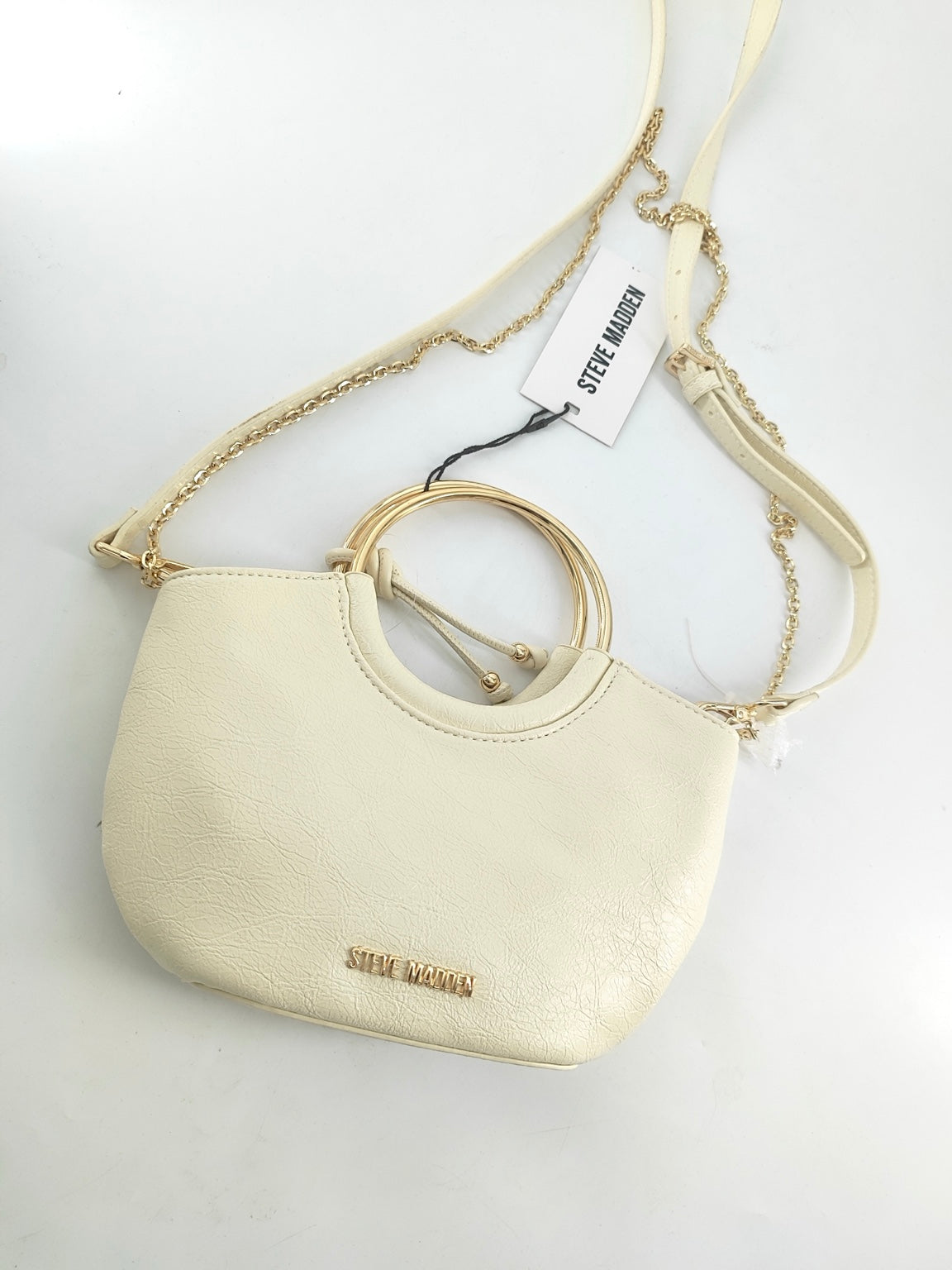 Steve Madden Mini bag con asas de aro – Crema y dorado