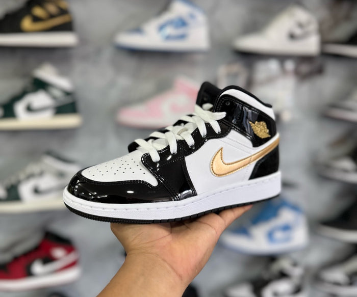 JORDAN 1 MID PATENT GOLD